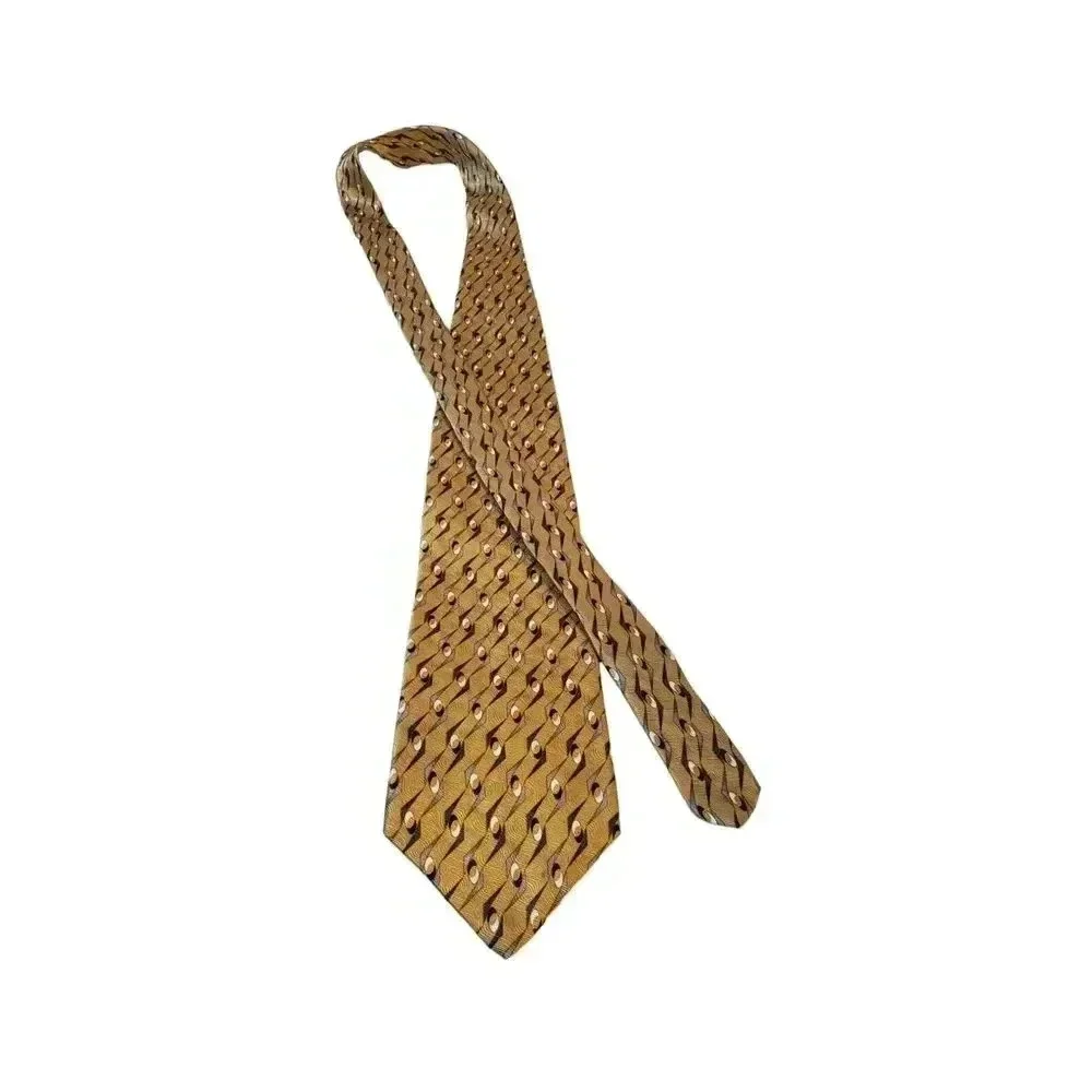 Palatina Luxury Neck Tie 100% Imported Silk Made In USA Gold Pattern Church Work